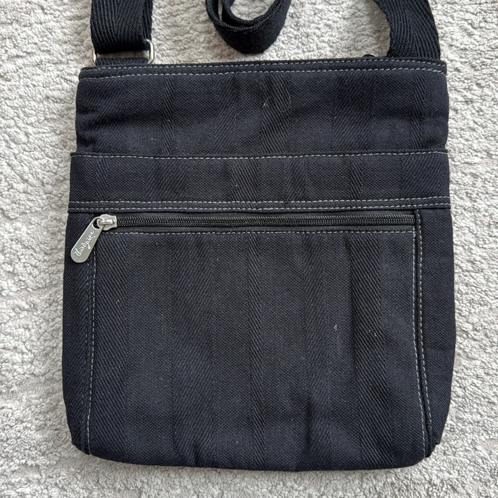 *Gently Used* Thirty-One Rich Black Canvas Adjustable Crossbody Shoulder Purse